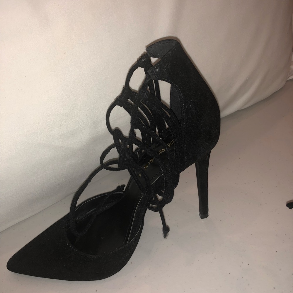 Black strappy heels